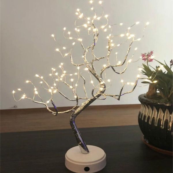 table lamps led tree light 108 bulbs night for bedroom wedding party christmas decoration usb & battery copper wire lights